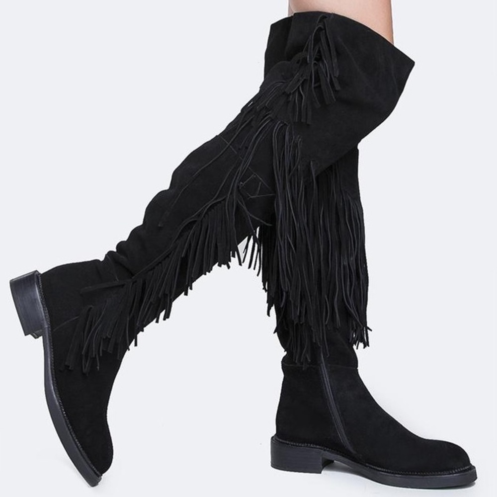 Jeffrey Campbell Suede Fringe Boots